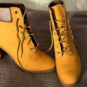 Women's Timberland Mustard Lace-Up Heeled Booties